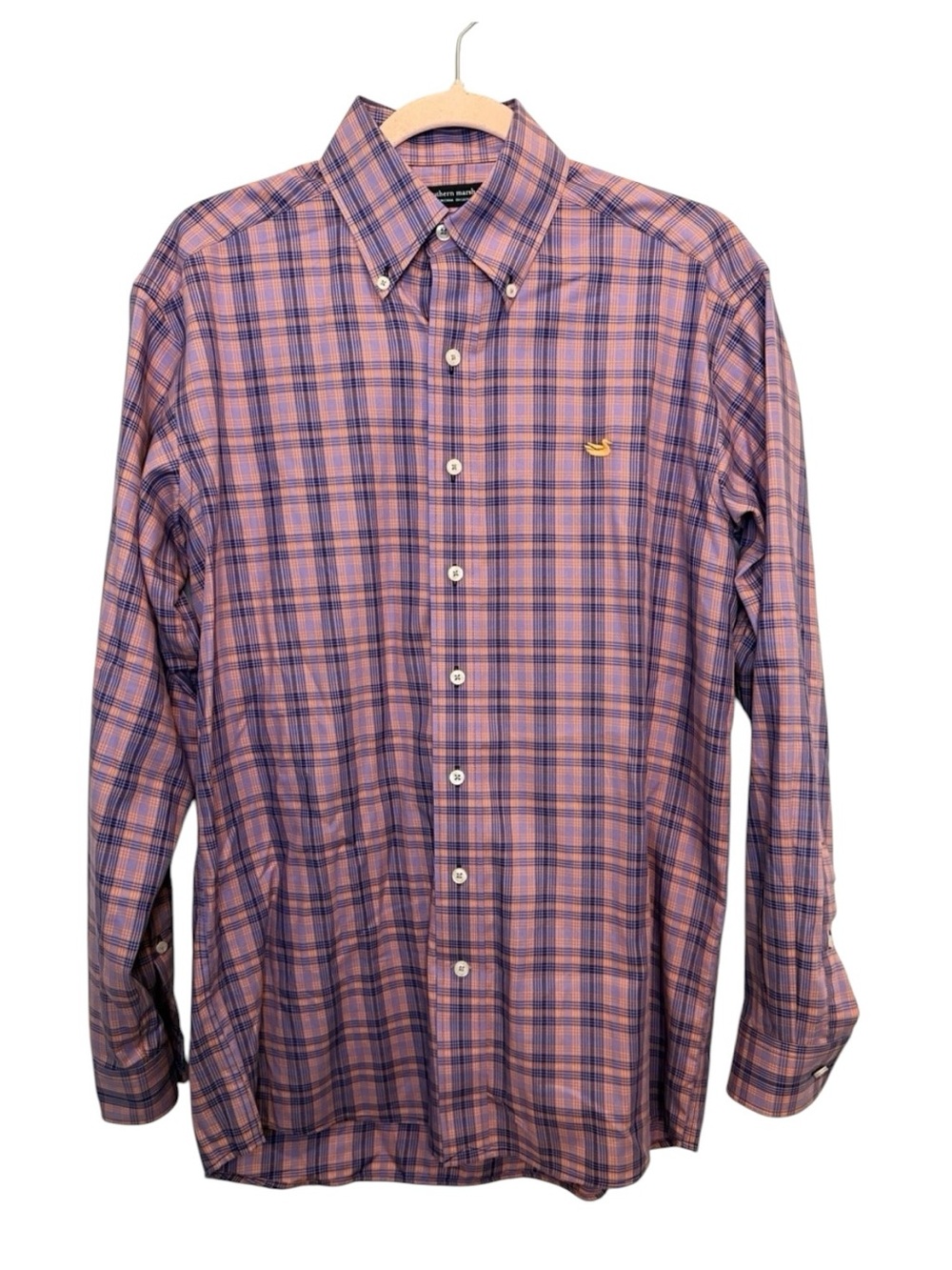 Southern Marsh Winston Windowpane Purple Button Up Plaid Shirt Small Preppy